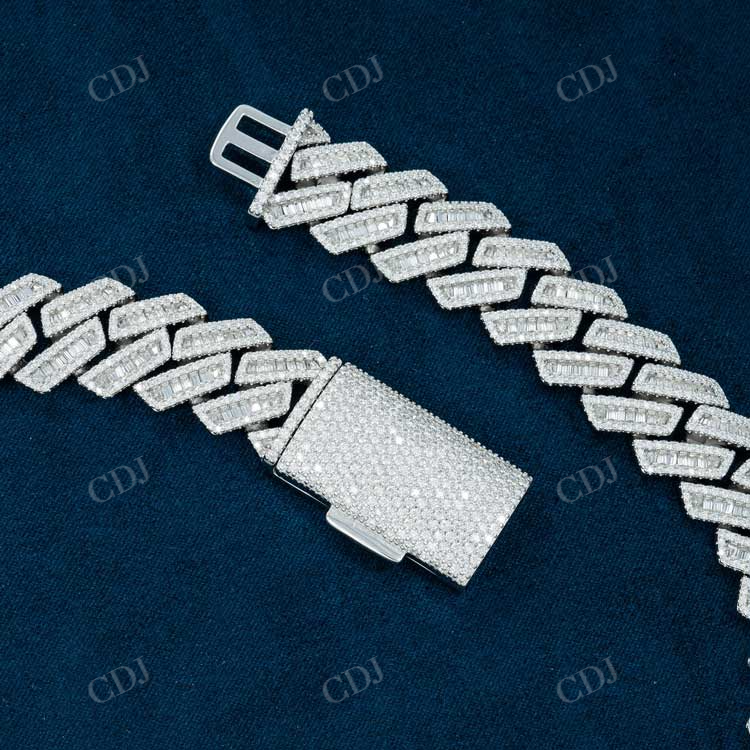 18MM Baguette Diamond Rapper Singer Cuban Link Chain hip hop jewelry customdiamjewel   