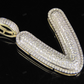 1.4" 0.90 CT 10K Gold Natural Diamond Custom V Letter Pendant CustomDiamJewel