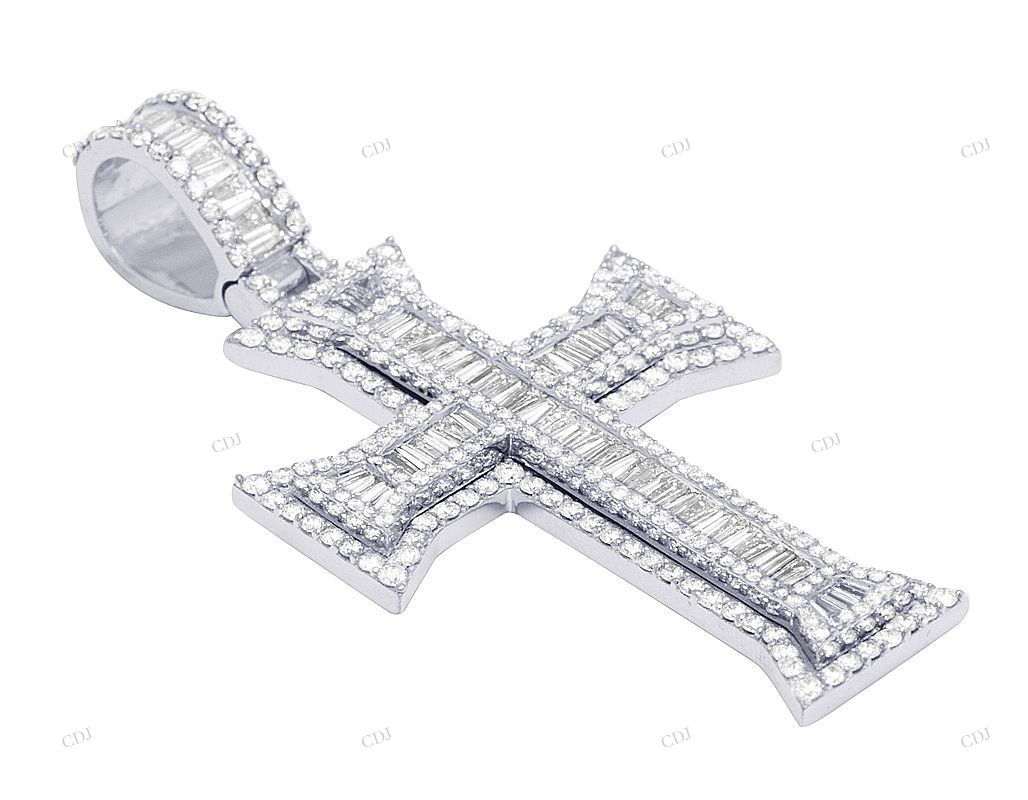3.1 CTW Baguette Moissanite Cross Pendant hip hop jewelry CustomDiamJewel