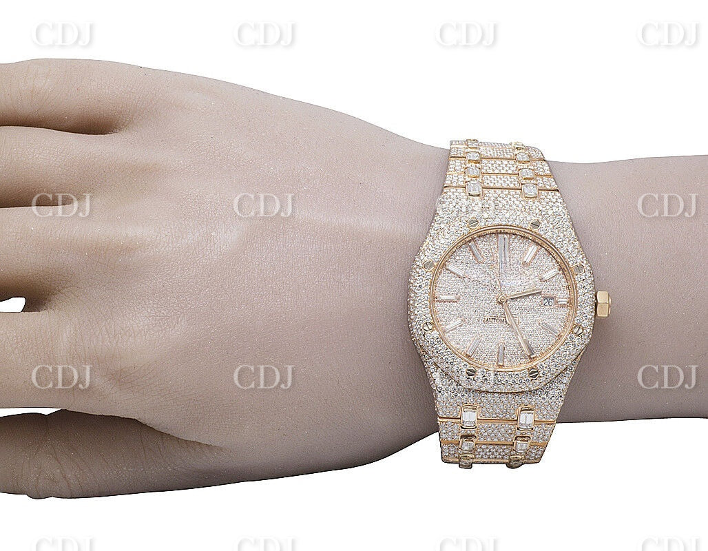 Audemars Piguet Gold Plated Royal Oak 41MM Moissanite Diamond Watch customdiamjewel