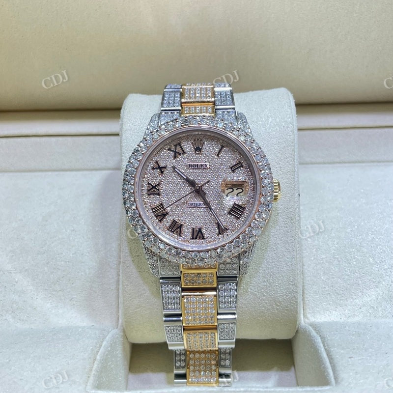 Two Tone VVS D Moissanite Rolex Watch For Men customdiamjewel