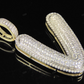 1.4" 0.90 CT 10K Gold Natural Diamond Custom V Letter Pendant CustomDiamJewel