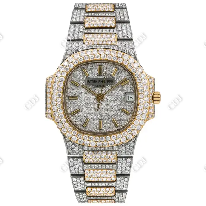 Two Tone 36mm Patek Philippe Iced Out Diamond Watch For Women customdiamjewel