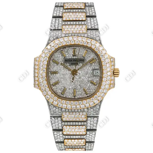 Two Tone 36mm Patek Philippe Iced Out Diamond Watch For Women customdiamjewel