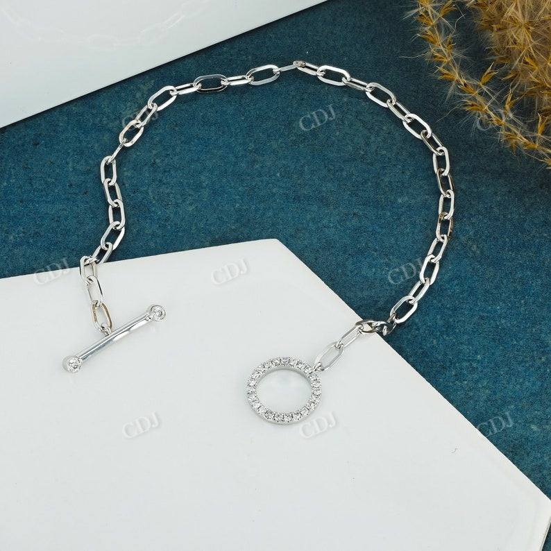 0.21CT Open Circle Toggle Clip Link Natural Diamond Bracelet open circle Toggle Bracelet customdiamjewel   