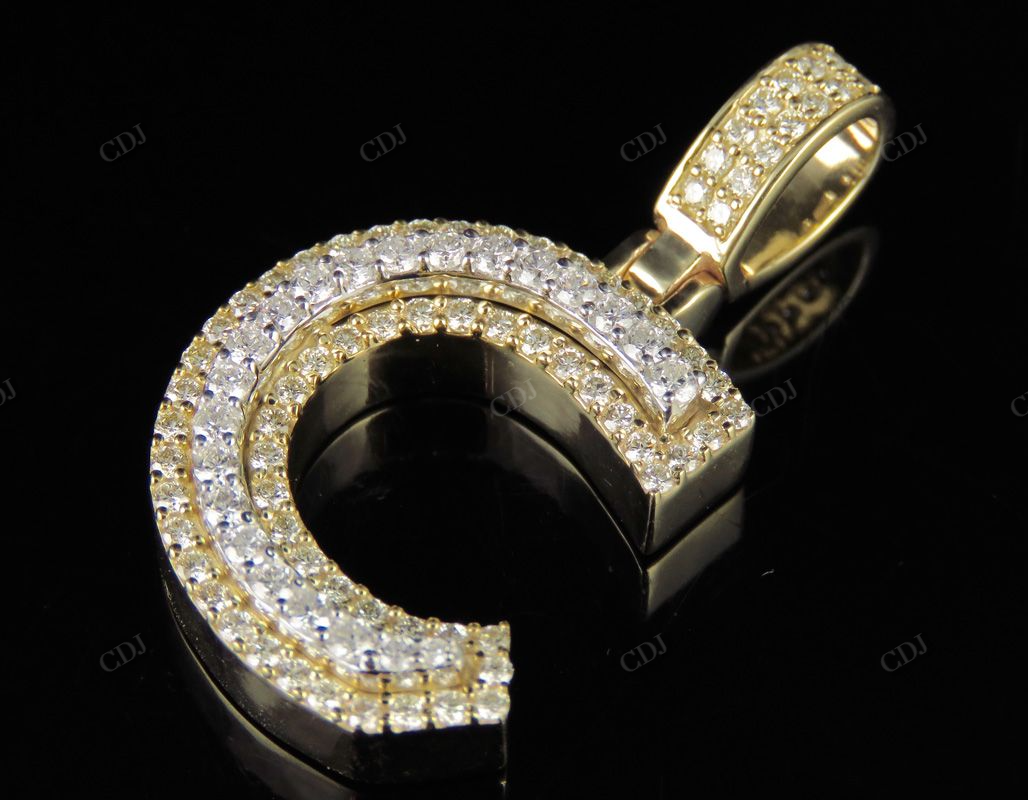 1.5" 1.35 CTW Real Diamond 10K Gold Letter 'C' Initial Pendant CustomDiamJewel