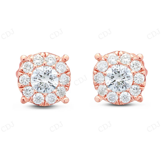 Rose Gold Platted Moissanite Diamond Illusion Stud Earrings Stud earrings CustomDiamJewel