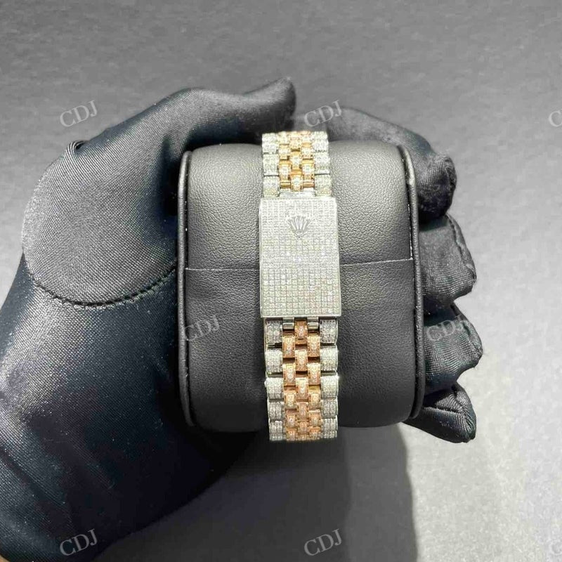 Two Tone VVS D Moissanite Rolex Watch For Men customdiamjewel