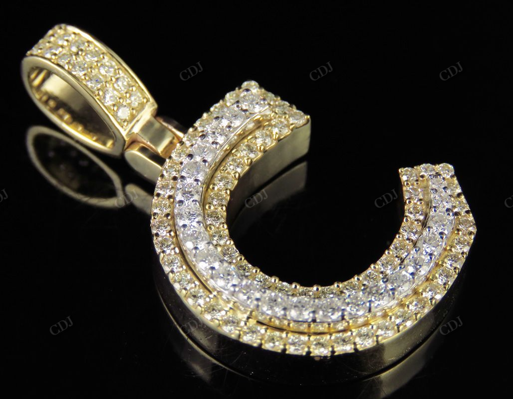 1.5" 1.35 CTW Real Diamond 10K Gold Letter 'C' Initial Pendant CustomDiamJewel