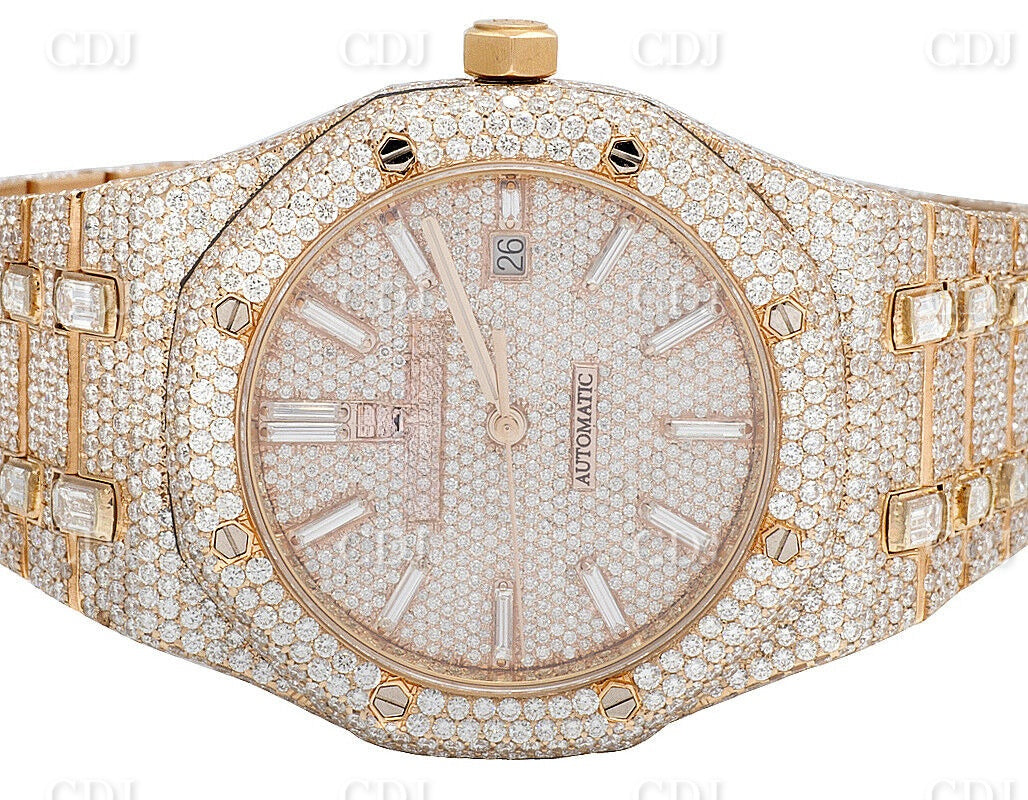 Audemars Piguet Gold Plated Royal Oak 41MM Moissanite Diamond Watch customdiamjewel