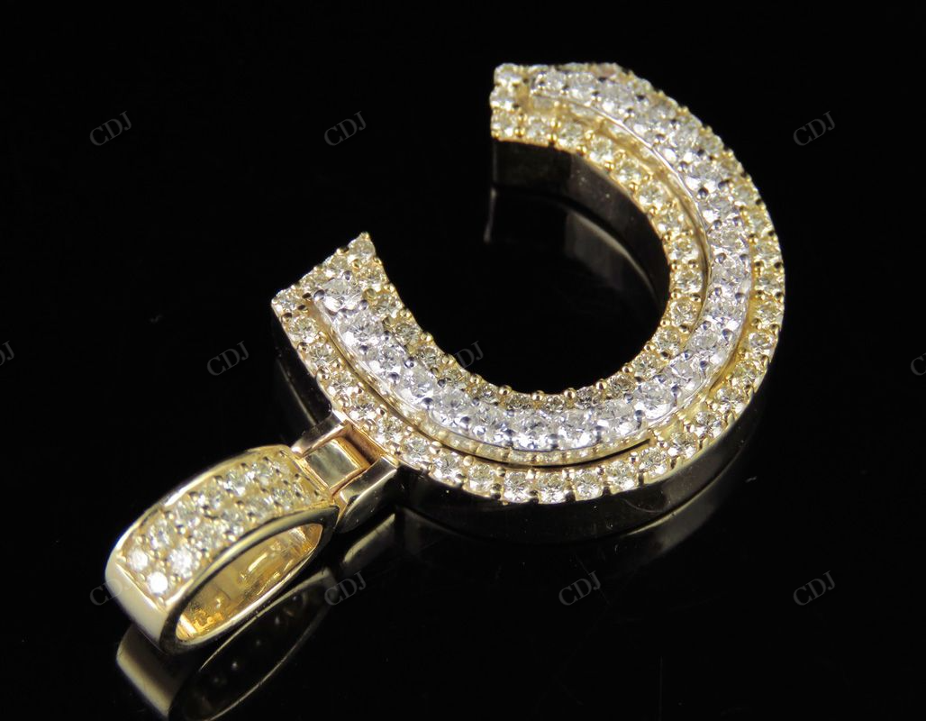 1.5" 1.35 CTW Real Diamond 10K Gold Letter 'C' Initial Pendant CustomDiamJewel
