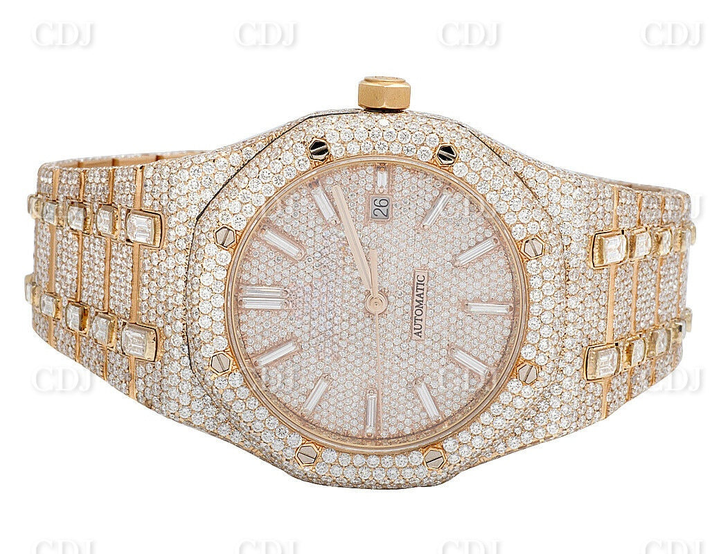 Custom Yellow Gold Plated Audemars Piguet Hip Hop Diamond Wrist Watch customdiamjewel