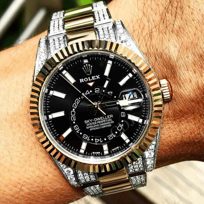 Rolex Sky Dweller Custom Moissanite Watch customdiamjewel