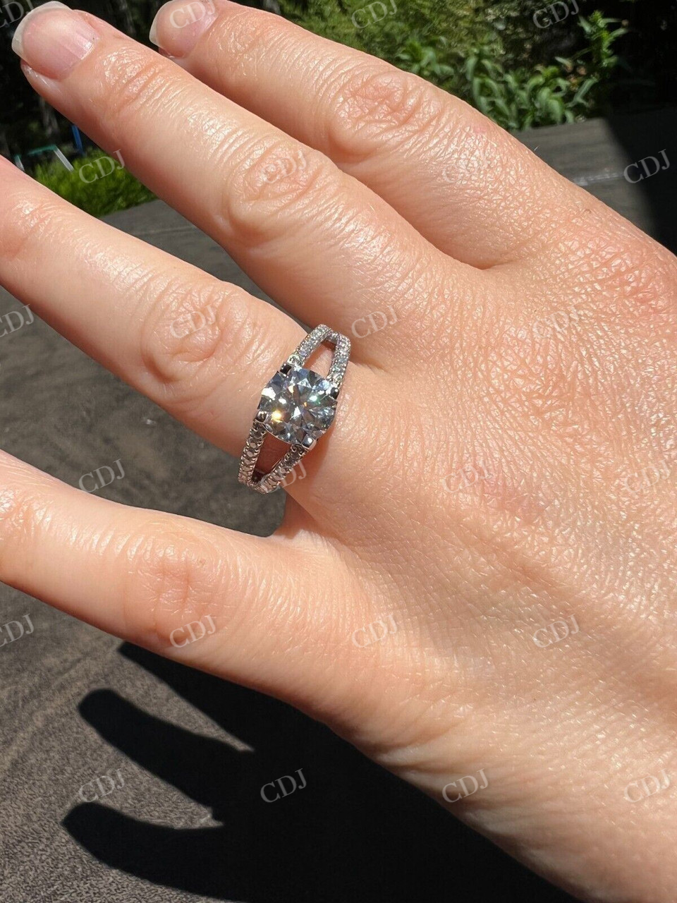 Moissanite Diamond Engagement Ring  customdiamjewel   