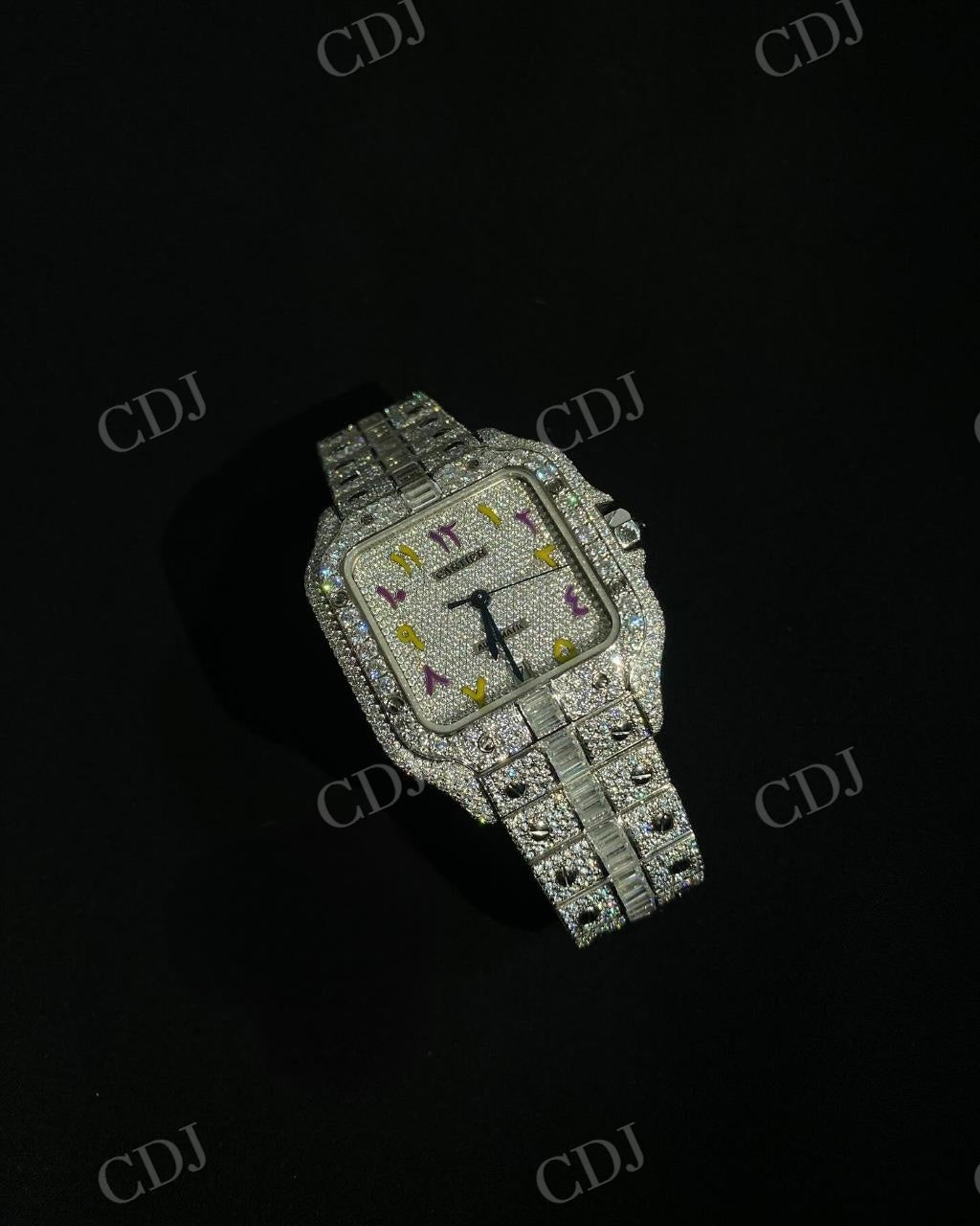 Antique Style Full White Moissanite Studded Customized Cartier Watch hip hop jewelry customdiamjewel