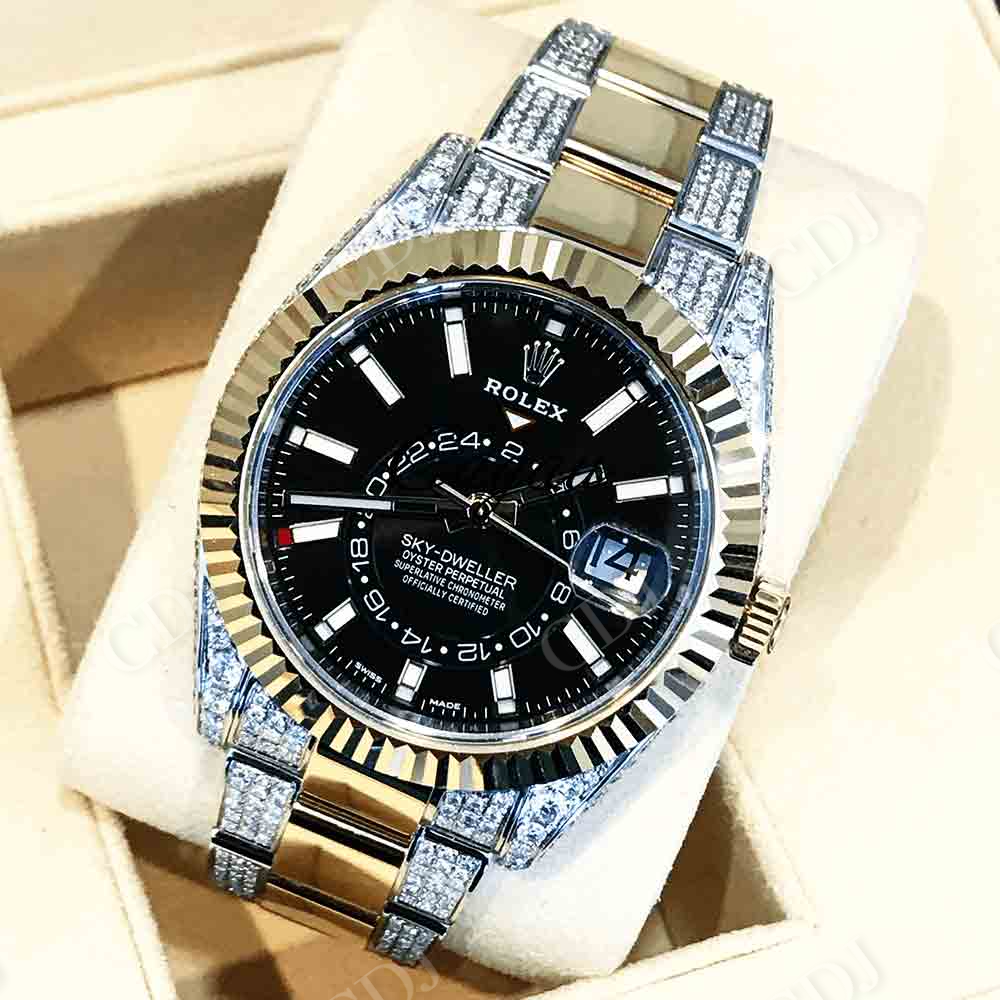 Rolex Sky Dweller Custom Moissanite Watch customdiamjewel
