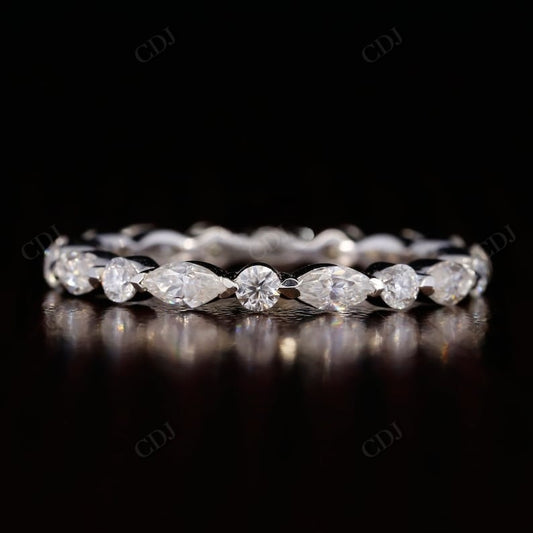 Lab Grown 1.2CTW Marquise& Round Full Eternity Wedding Band  customdiamjewel 10KT White Gold VVS-EF