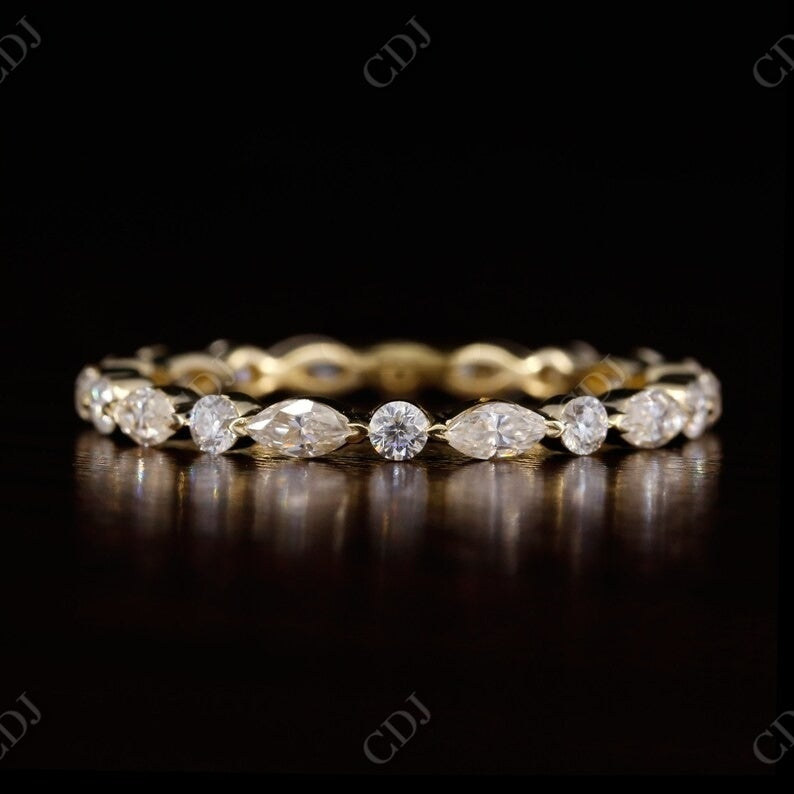 0.30CT Marquise & Round Natural Diamond Wedding Band  customdiamjewel 10 KT Solid Gold Yellow Gold VVS-EF