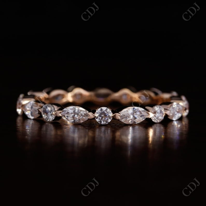 0.30CT Marquise & Round Natural Diamond Wedding Band  customdiamjewel 10 KT Solid Gold Rose Gold VVS-EF