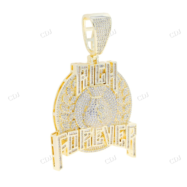 Rich Forever Letter Hip Hop Moissanite Diamond Pendant customdiamjewel