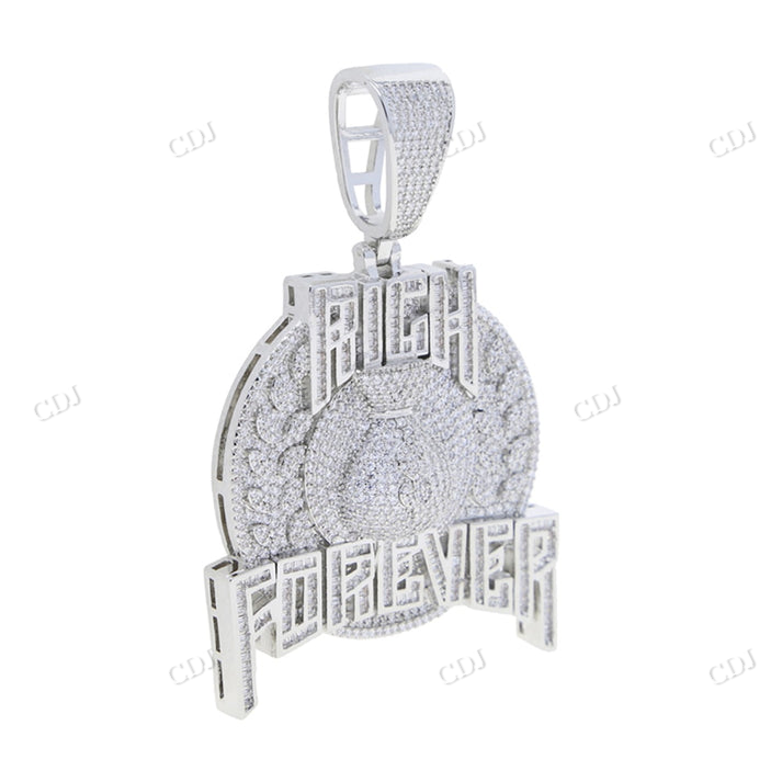 Rich Forever Letter Hip Hop Moissanite Diamond Pendant customdiamjewel