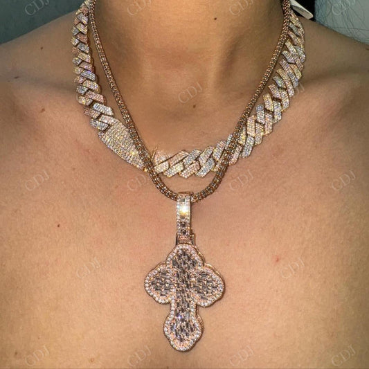 Hip Hop Moissanite Diamond 14K Rose Gold Cross Pendant hip hop jewelry CustomDiamJewel   