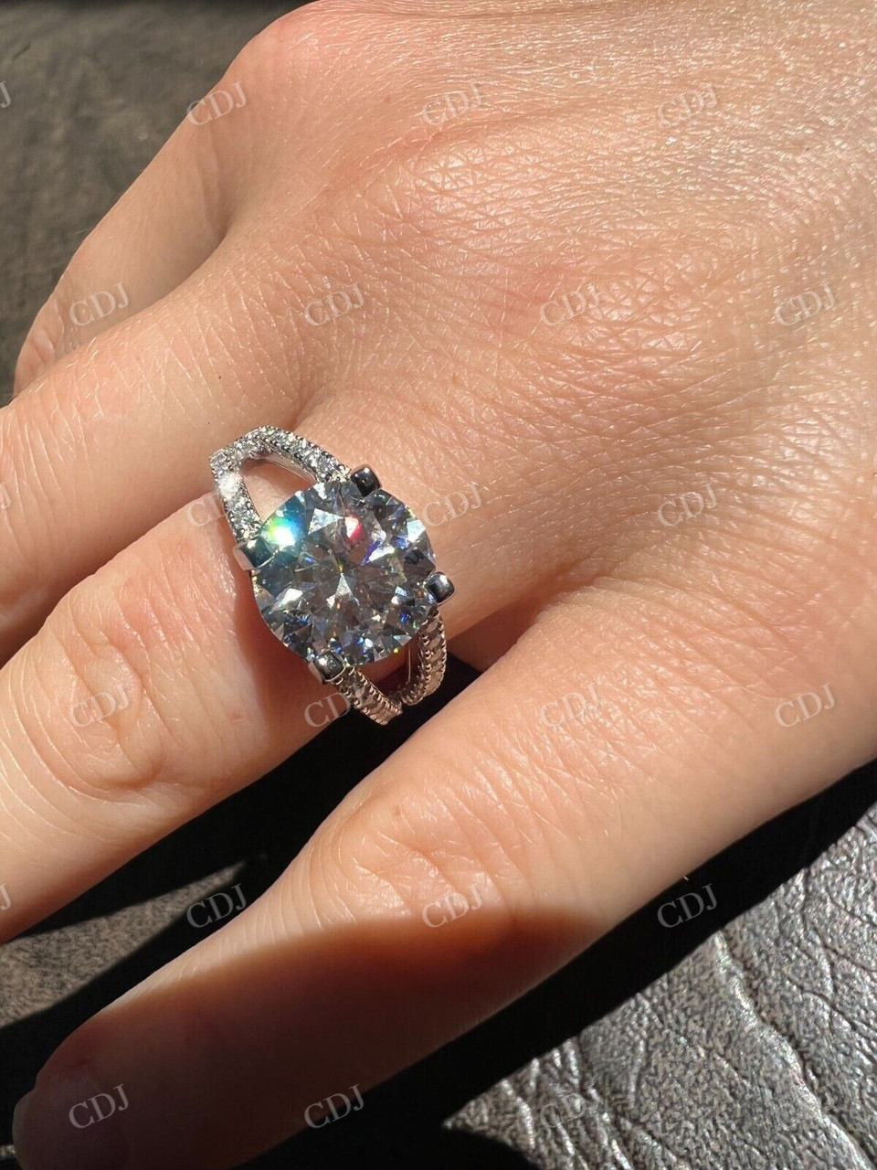 Moissanite Diamond Engagement Ring  customdiamjewel   