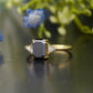 Emerald Moissanite Diamond Side Stone Ring