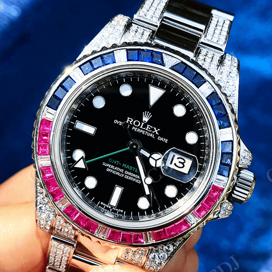 Rolex Black Dial Diamond Custom Watch