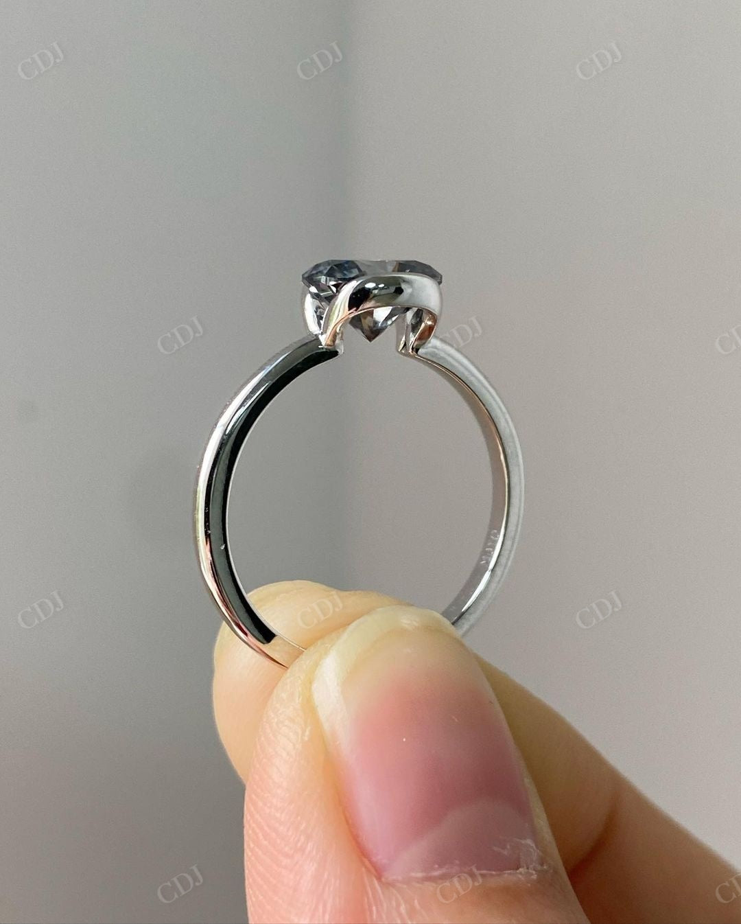Oval Cut Blue Moissanite Solitaire Ring