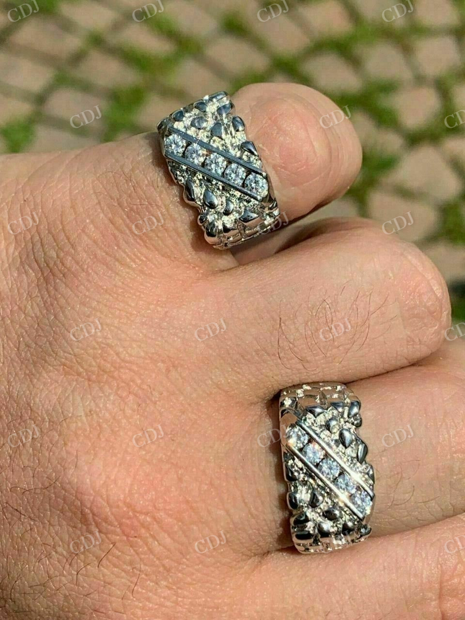 Sterling Silver Diamond Nugget Ring  customdiamjewel   