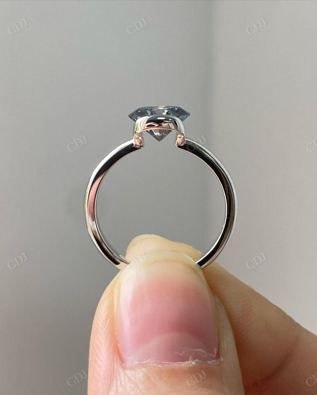 Oval Cut Blue Moissanite Solitaire Ring