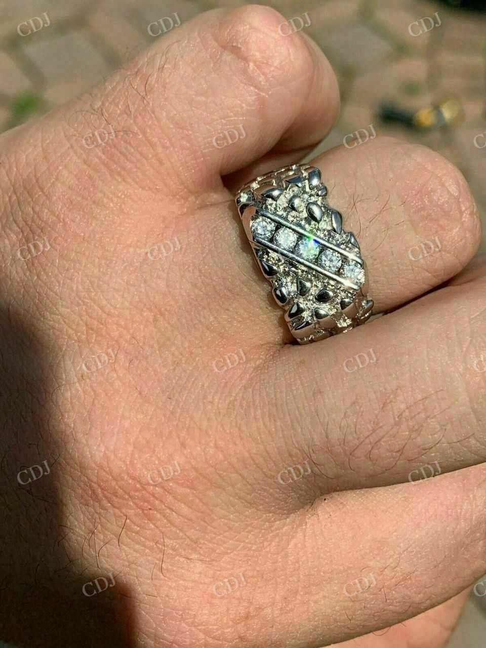 Sterling Silver Diamond Nugget Ring  customdiamjewel   