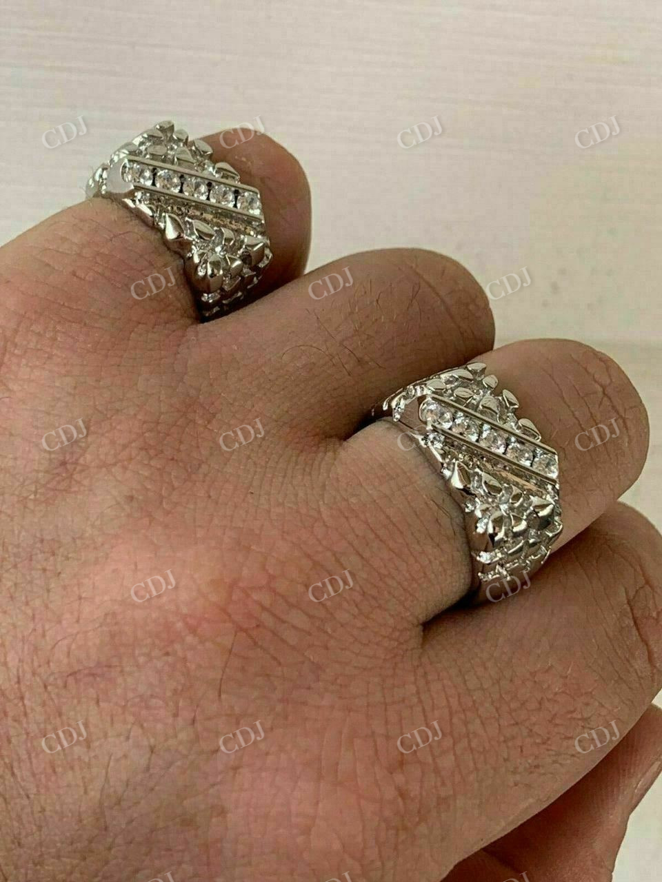 Sterling Silver Diamond Nugget Ring  customdiamjewel   