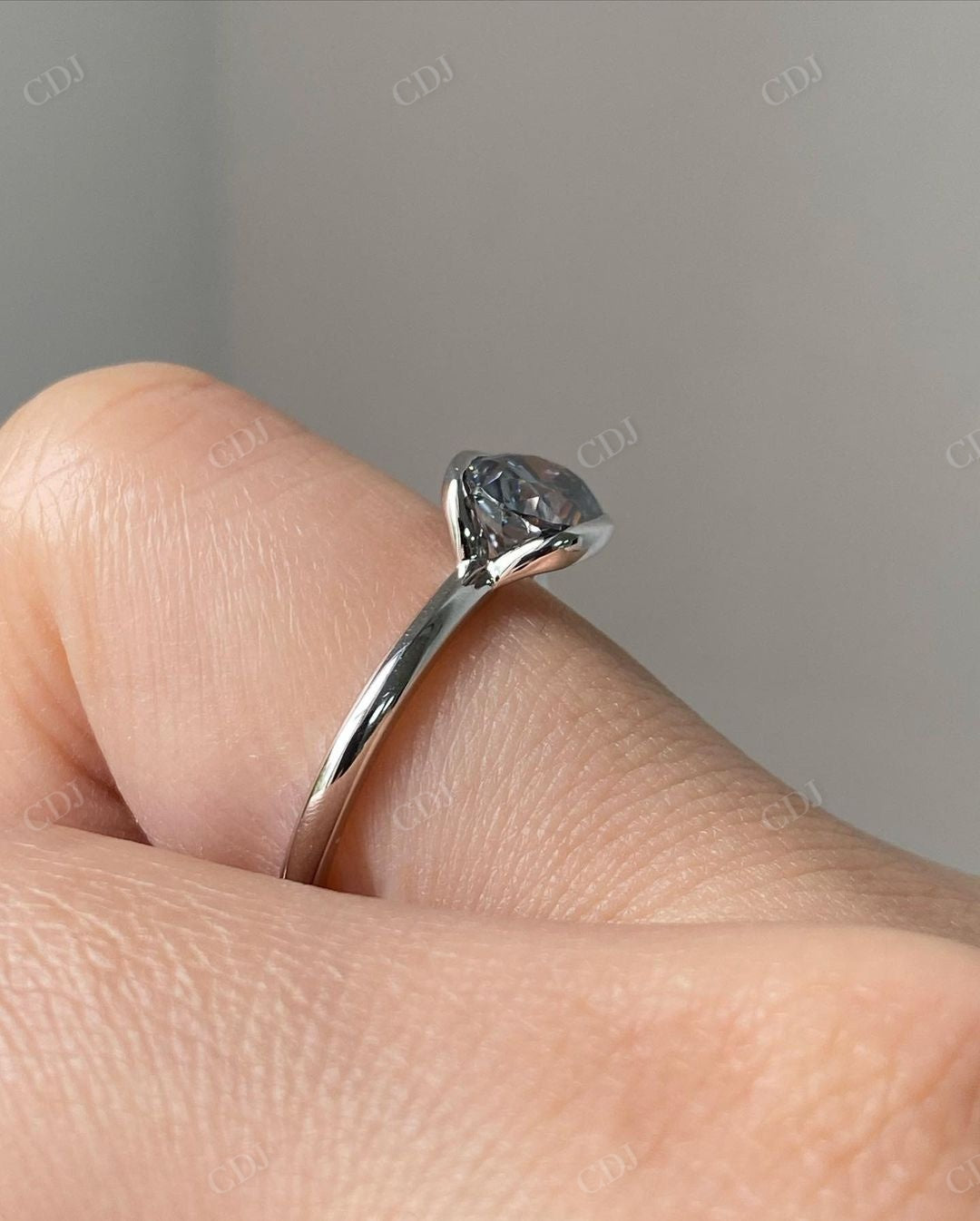 Oval Cut Blue Moissanite Solitaire Ring