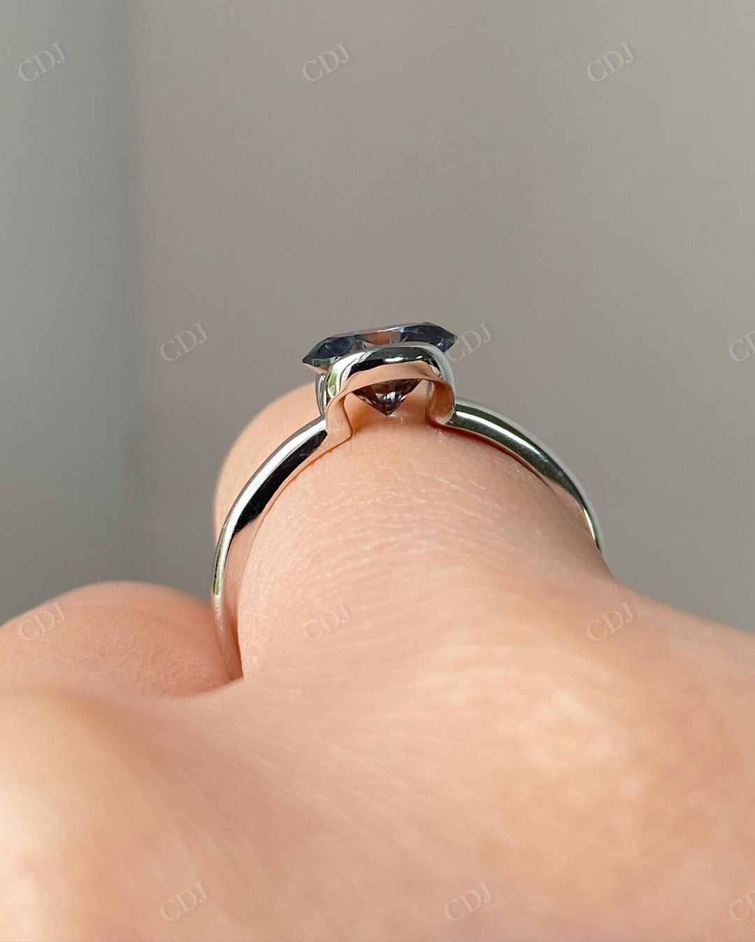 Oval Cut Blue Moissanite Solitaire Ring