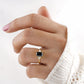 Emerald Moissanite Diamond Side Stone Ring
