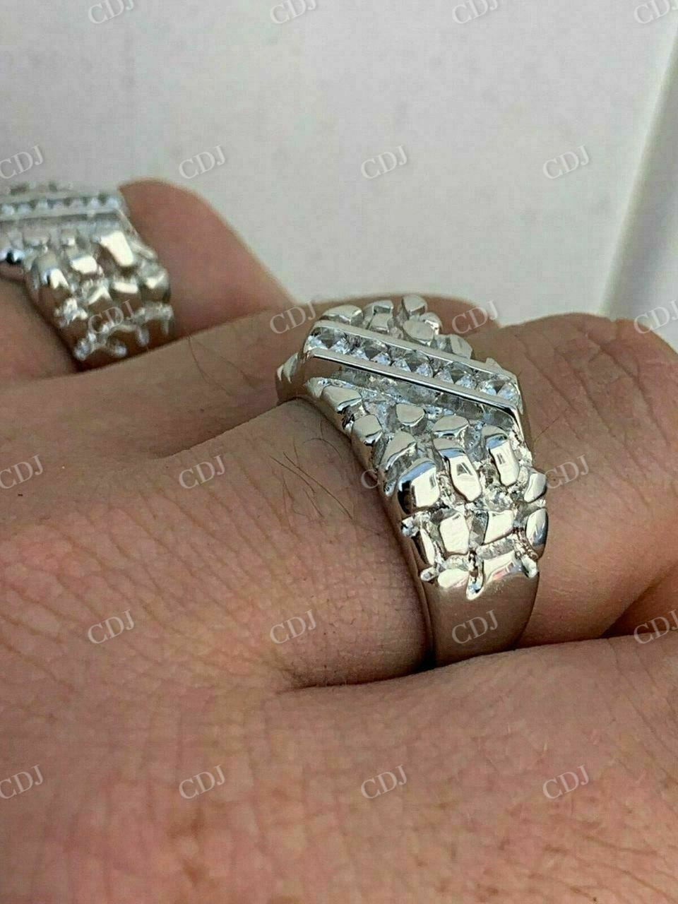 Sterling Silver Diamond Nugget Ring  customdiamjewel   