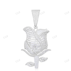 Rose Shape Hip Hop Moissanite Pendant customdiamjewel