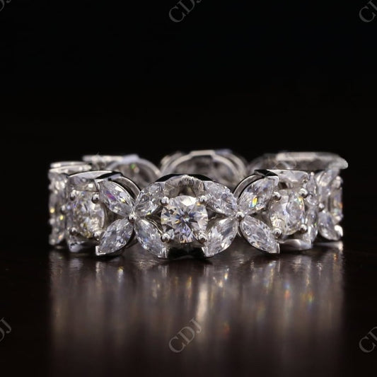 1.45CT Marquise & Round Real Diamond Full Eternity Wedding Band  customdiamjewel 10 KT Solid Gold White Gold VVS-EF