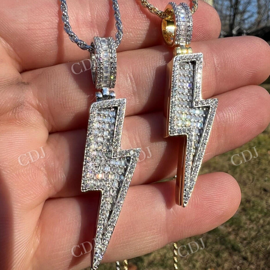 Gold Lightning Bolt Hip Hop Mens Pendant  customdiamjewel   
