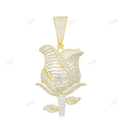 Rose Shape Hip Hop Moissanite Pendant customdiamjewel