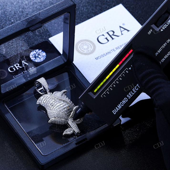 Rose Shape Hip Hop Moissanite Pendant customdiamjewel