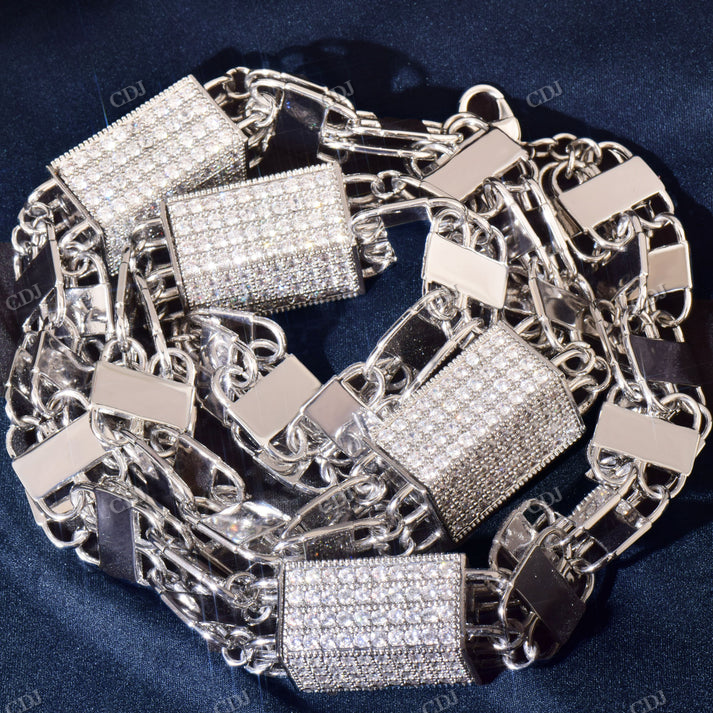 Antique 15mm Iced Block Design Chain hip hop jewelry CustomDiamJewel