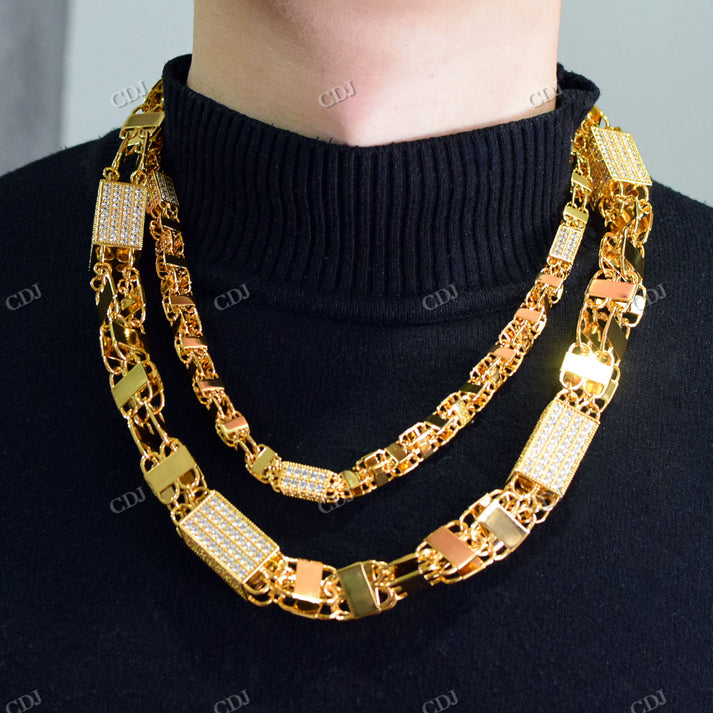 Antique 15mm Iced Block Design Chain hip hop jewelry CustomDiamJewel