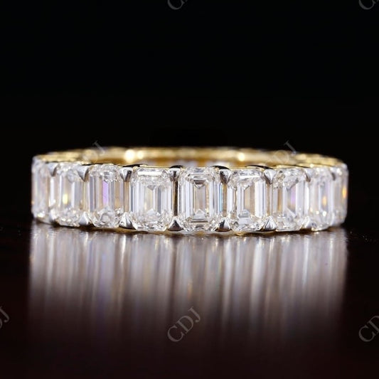 Emerald Cut Real Diamond Full Eternity Wedding Band  customdiamjewel 10 KT Solid Gold Yellow Gold VVS-EF