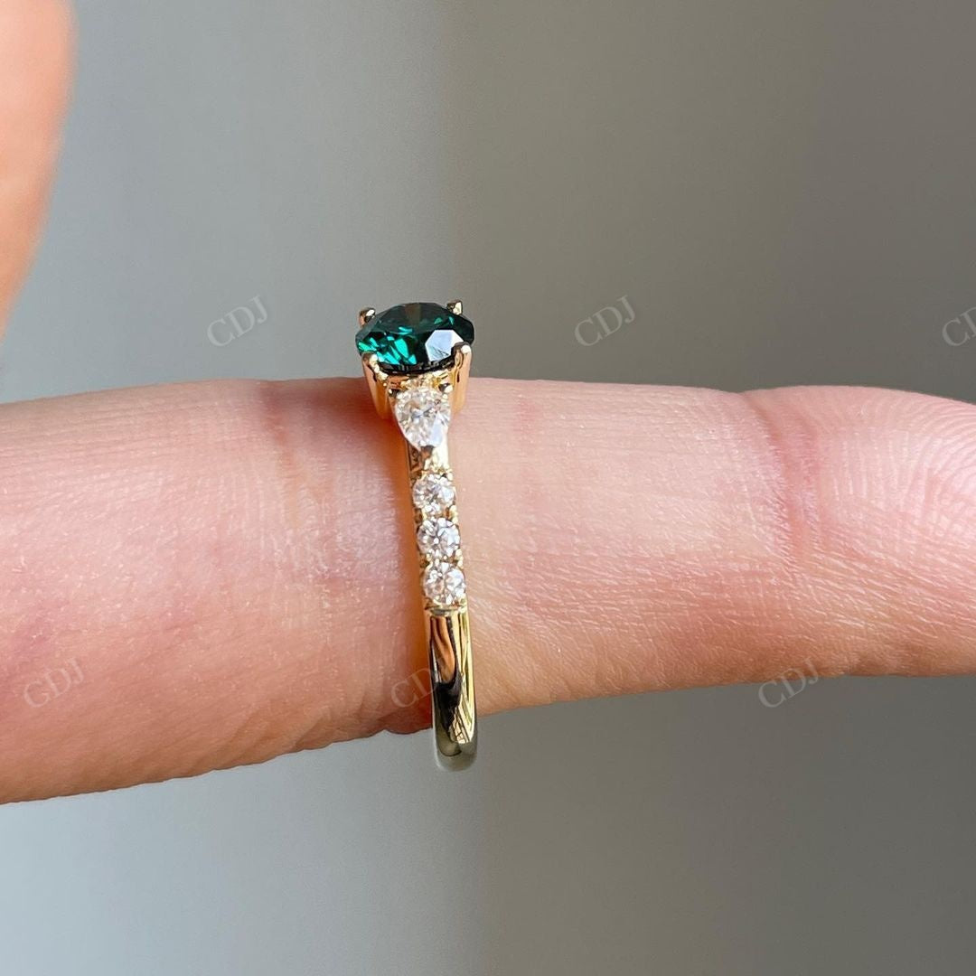 Green Moissanite Bridal Engagement Ring