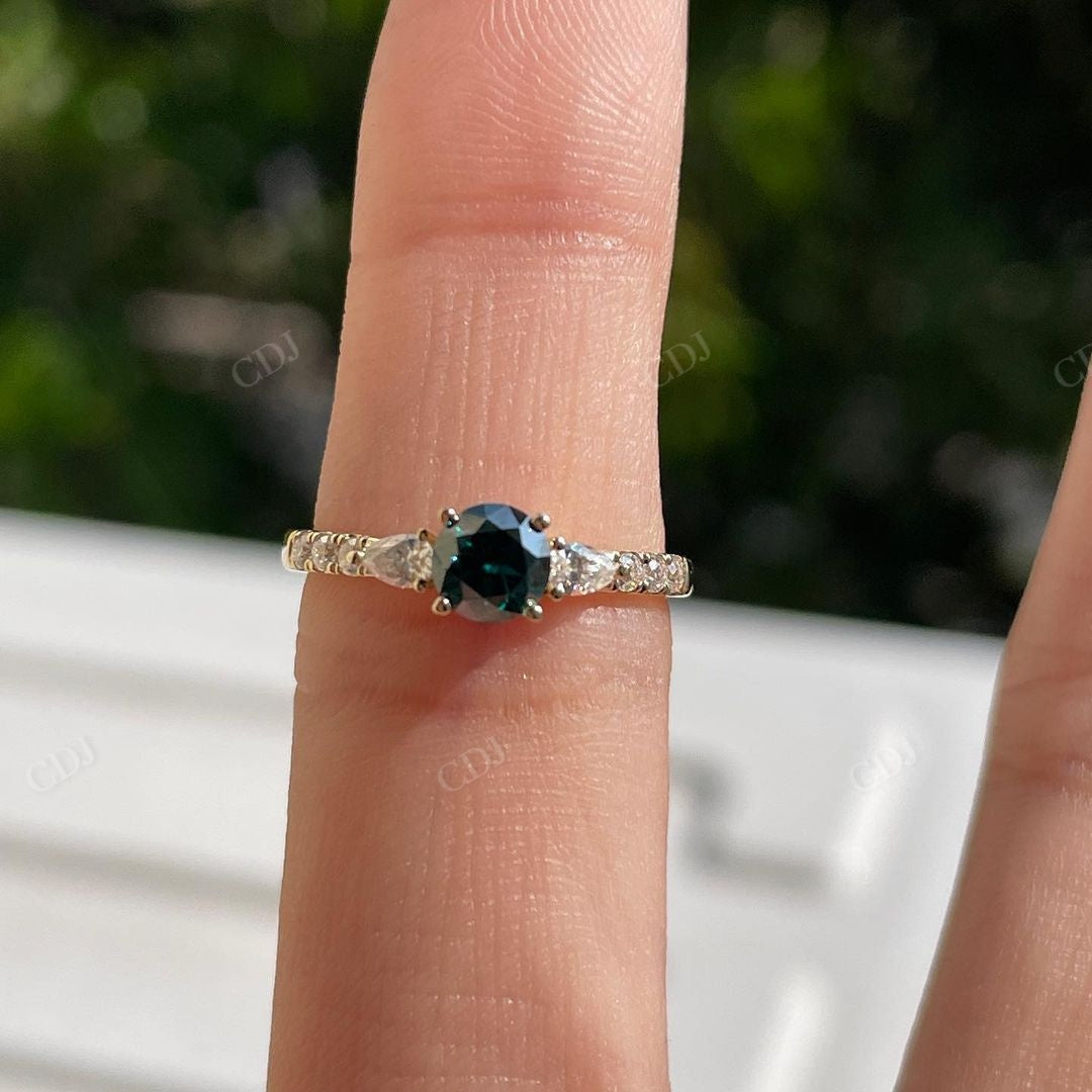 Green Moissanite Bridal Engagement Ring