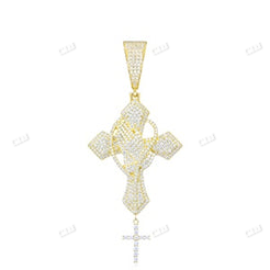 Cross Design Fully iced Out Hip Hop Diamond Pendant customdiamjewel