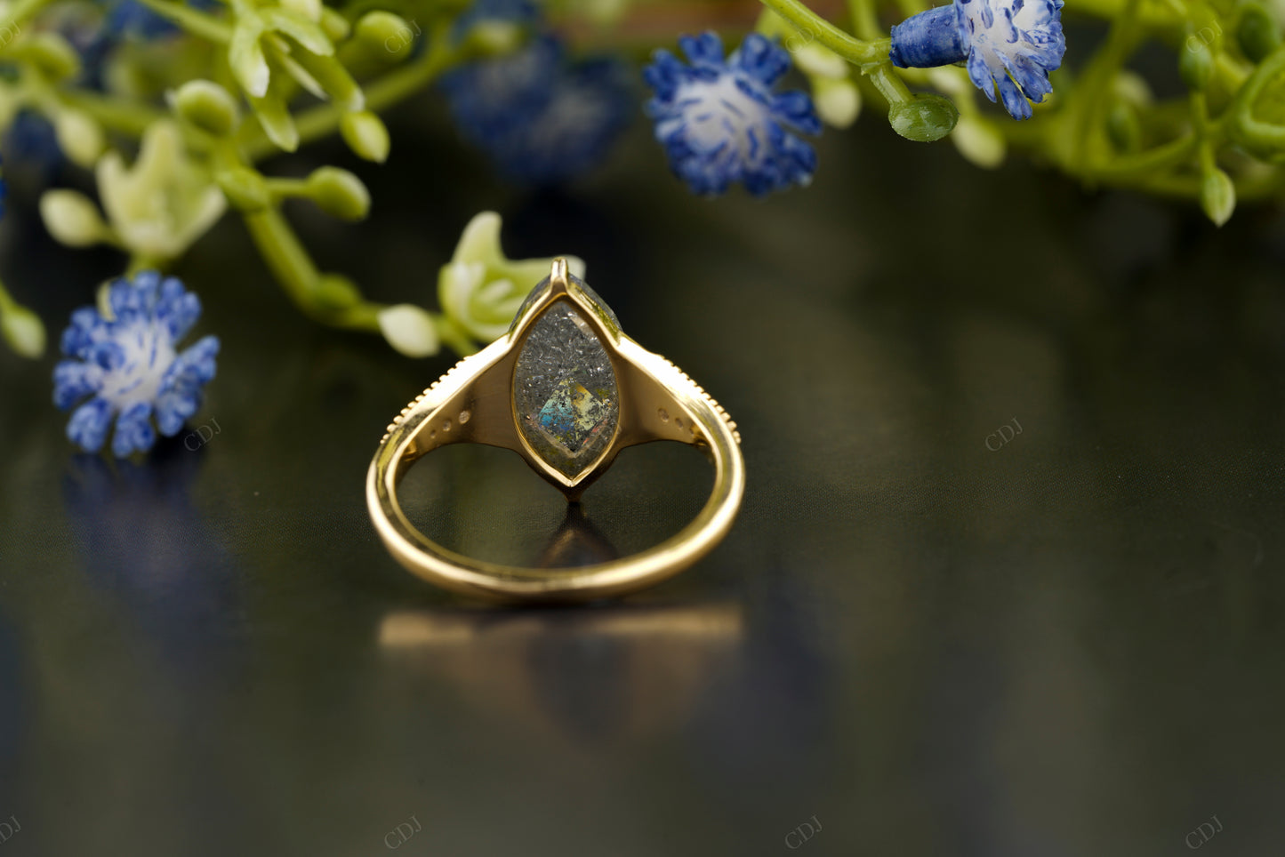 Marquise Salt and Pepper Moissanite Ring